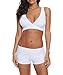 Century Star Women Push Up Athletic Two Piece Bikini Set Deep V Neck Halter Back with Boyshort Swimsuit Vintage Bathsuit