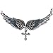 Szxc Jewelry Women's Crystal Guardian Angel Wings Cross Choker Pendant Necklaces 18