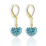 Dangle Earrings Girls Jewelry Sets Crystal Hearts Fashion Jewelry 14k Gold Plated- Best Christmas Gifts