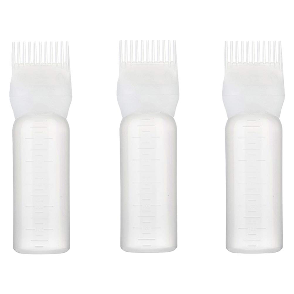 Beaupretty Root Comb Applicator Bottle Hair Color Brush Applicator Hair Dye Bottle with Comb and Graduated Scale,3pcs