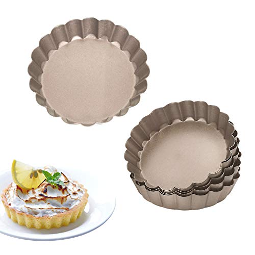 AQIMY Mini tart pans 4 inch Non Stick Quiche Pan Baking Molds, Set of 6