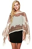 Zeagoo Womens Paisley Print Chiffon Poncho Batwing Sleeve Tunic Top
