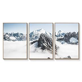 Floating Framed Canvas Wall Art for Living Room, Bedroom Landscape Gorge Mountain River Grassland Canvas Prints for Home Decoration Ready to Hang - 16"x24"x3 Panels