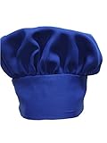 CHEFSKIN ROYAL BLUE CHEF MUSHROOM HAT ADULTS ADJUSTABLE VELCRO, NICE FABRIC TOP QUALITY HAT, DELIVERED IN 2-3 DAYS