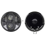 5.75 Inch led headlight 5 3/4" Motorcycle headlamps with 5.75" led headlight housing bucket for Harley Davidson Motorcycle Honda Shadow Kawasaki Vulcan Suzuki(Black)