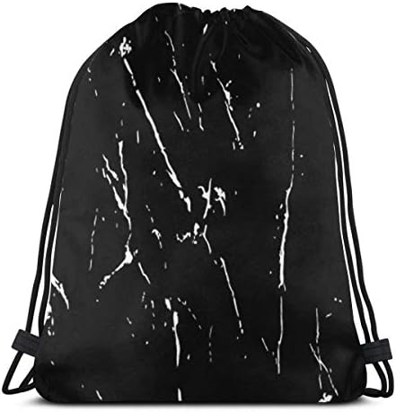 Integrity merchant Black And White Marble 3D Print Drawstring Backpack Rucksack Shoulder Bags Gym Bag For Adult 16.9"X14"