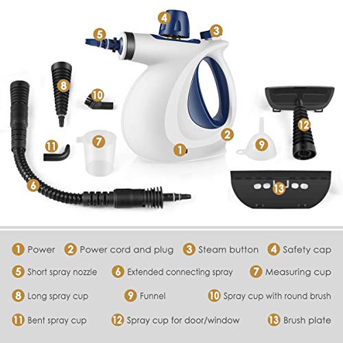 Handheld Pressurized Cleaner with 9-Piece Accessory Set - Multi-Purpose and Multi-Surface All Natural, Chemical-Free Cleaning for Home, Auto, Patio, More - Thumbnail 2