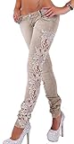 Ibagstyle®Womens Sexy Lace Crochet Cutout Low Waist Skinny Pencil Denim Jeans