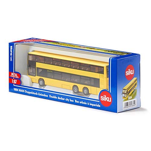 siku 1884, MAN Doppelstock Linienbus, 1:87, Metall/Kunststoff, Gelb, Bereifung aus Gummi 7