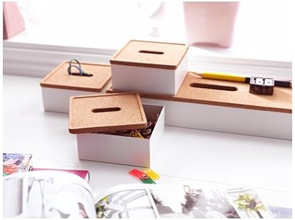 Ikea KVISSLE - Caja con Tapa, Juego de 4, Corcho, Blanco: Amazon.es: Hogar