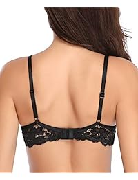 Deyllo Sujetador de encaje, cómodo, acolchado, con aros inferiores, para mujer