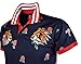 SCREENSHOTBRAND-S11835 Mens Hipster Hip-Hop Premiun Tee - Stylish Fashion Rose Flower Print Tiger Embroidery Polo-Shirts-Navy-Large