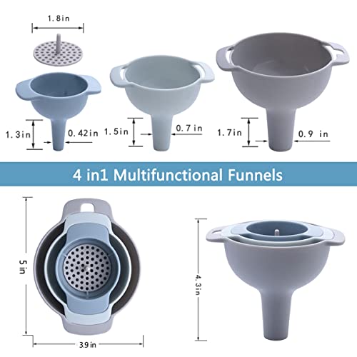 Funnel Set of 3, Kitchen Funnel with Strainer Filter, Small/Medium