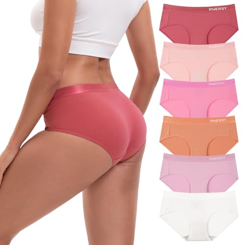 Innersy Unterwäsche Frauen Baumwolle Hipster Unterhosen Pantys Schlüpfer Damenslips Mehrpack 6 (Xxl, Lila Und Rosa Serie/1 Weiß)