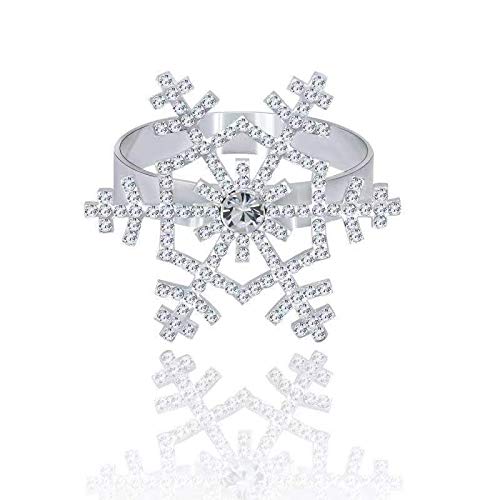 image for Elehere Snowflake Napkin Rings Set of 12 for Christmas, Holidays, Dinn