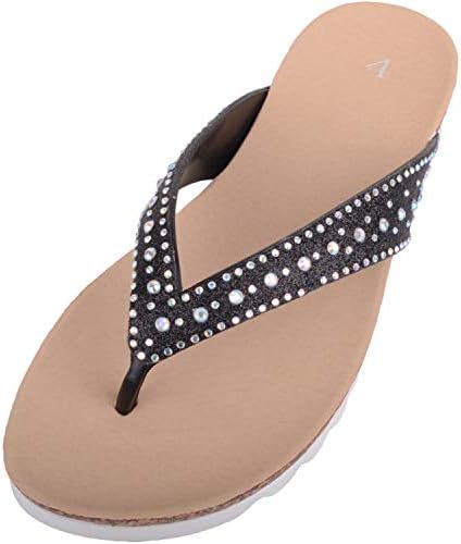 Absolute Footwear Womens Slip On Summer/Holiday Flip Flops/Sandals/Shoes with Diamante