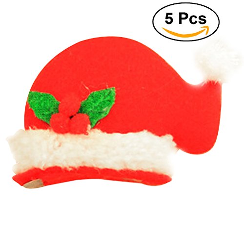 Tinksky LED Light Up Christmas Hat Hair Clip Fun Xmas Accessories Christmas Birthday Gift for friends 5PCS (Nipple Cap)