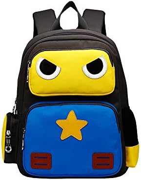 welike School Bag Boys Black Bacpack Back to School Student Backpack (Yellow+Blue)