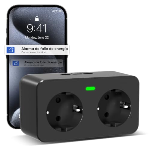 WiFi Light Cut Out Alarm with Tuya and Smart Life App, 110dB Power Failure Alarm with LED, 3 Volume Levels and 3 Melodies, Remote Silence, Smart Plug for Fridge, Freezer, Aquarium