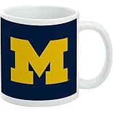 University of Michigan Primary Logo Ceramic Coffee Mug, Novelty Gift Mugs for Coffee, Tea and Hot Drinks, 11oz, White