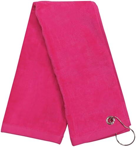 TAUT Tri-Fold Travel and Sports Golf Towel with Hang Loop,Tropical Pink