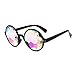 YOOSKE Kaleidoscope Glasses Round Sunglasses for Women Men Rainbow Prism Sun Glasses Mirrored Steampunk Goggles with Sunglasses Cloth Bag (Black Frame)