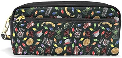 PU Leather Stranger Things Pen Pencil Case Bag Purse Pouch Cosmetic Bag Zipper for School Boy Girl Office Work