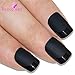 False Nails Bling Art French Fake Matte Gel Glitter Polished Squoval 24 Acrylic Medium Tips Glue (Matte Black)