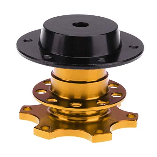 FireAngels Universal Steering Wheel Snap Off Quick Release Hub Adapter Boss Kit With 6-hole Steering Wheel Hub (Gold)