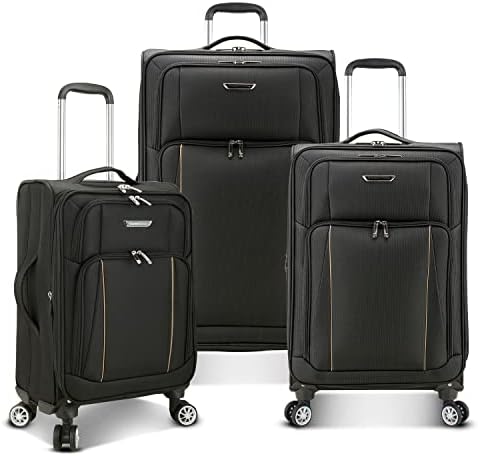 Valigia espandibile con ruote girevoli, Nero, 2 Piece Luggage
