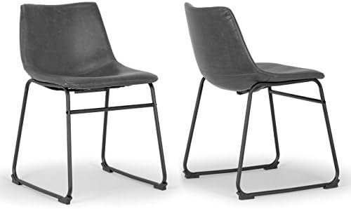 Decor Adan Iron Frame Faux Leather Dining Chair (Set of 2) Grey