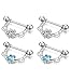 ORAZIO 4Pcs 14G 316L Stainless Steel CZ Opal Nipple Piercing Barbell Belly Button Ring for Women