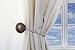 MagnaClips Set of 2 Magnetic Curtain Tiebacks or Holdbacks Wood Buckle Curtain Clips, Leno (Bronze)