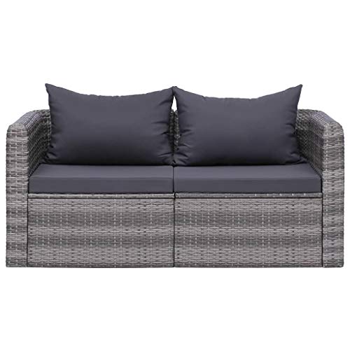 vidaXL 2X Garten Ecksofa 2-Sitzer Gartensofa Lounge Sofa Sessel Gartensessel Gartenmöbel Sitzgruppe Sitzgarnitur Gartenset Gartengarnitur Poly Rattan Grau – Bild 3