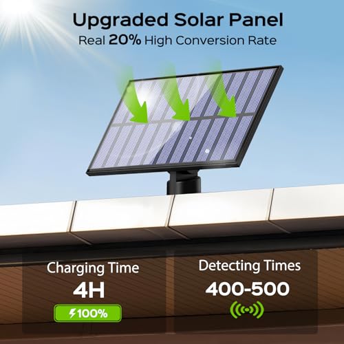 Adiding Solar Outdoor Lights, 202 LEDs Flood Lights with 16.4 ft Cable, Remote Control Solar Motion Sensor Outdoor Lights, 3 Modes Solar Powered Security Lights for Outside Patio, Yard, Garage, 2 Pack