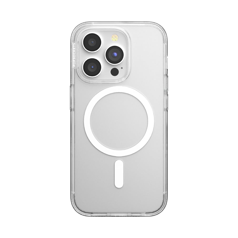 PopSockets iPhone 15 Pro Case Compatible with MagSafe, Phone Case for iPhone 15 Pro, Wireless Charging Compatible, Case Only - Clear