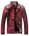 Fairylinks Red Leather Jacket Men Casual Camo, Burgundy, X-Large