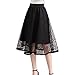 ELINKMALL Women Vintage Elegant Lace High Waisted A-Line Midi Long Skirt