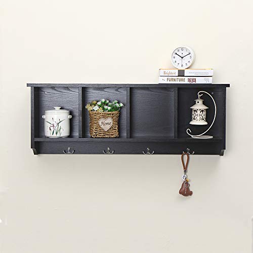 image for love furniture Entryway Hanging Shelf with 4 Hooks Wall Mounted Cabine