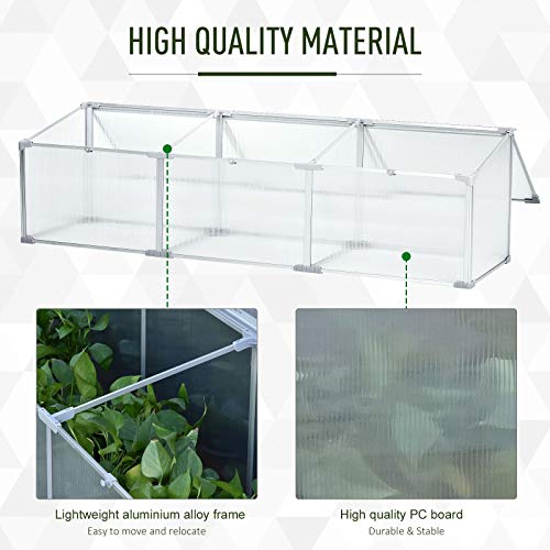 Outsunny 71" Aluminum Vented Cold Frame Mini Greenhouse Kit Silver