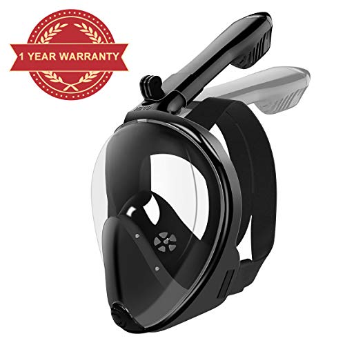 RegeMoudal Snorkel Mask Panoramic View Scuba Diving Mask with Panoramic Full Face Design- Longer Ventilation Pipe, Watertight, Anti Fog & Anti Leak Technology,for Diving Swimming (Black, L/XL) - Thumbnail 7