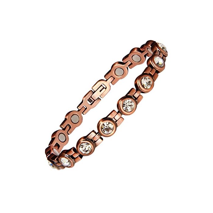 Copper Bracelet for Arthritis Pain Relief 99.9% Copper Bangle for Men and Women 6.5" with Open Closure to Fit Most Wrist Poweful Magnets for RSI, Carpal Tunnel