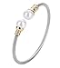 3MM Cable Wire Bracelet Stainless Steel Created-pearl CZ Twisted Cuff Bangle for Women