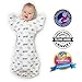 Amazing Baby Transitional Swaddle Sack with Arms Up Half-Length Sleeves and Mitten Cuffs, Small, 0-3 months, 6-14 lbs, Tiny Elephants, Sterling (Arms Up Swaddle, Transition Swaddle Sleep Sack)