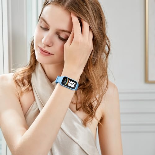 CHULN 6 Pieces Silicone Bands Compatible with Xiaomi Smart Band 9 Active/Redmi Smart Band 3, Adjustable Sport Replacement Strap for Xiaomi Smart Band 9 Active.(No Host)