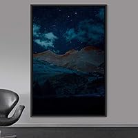 Framed Canvas Wall Art Night View Landscape Canvas Prints Home Artwork Decoration for Living Room,Bedroom - 16x24 inches