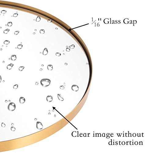 Round Mirror for Bathroom, Gold Circle Mirror for Wall Mounted, 30'' Modern Brushed Brass Metal Frame Round Mirror For Wall Decor, Vanity, Living Room, Bedroom