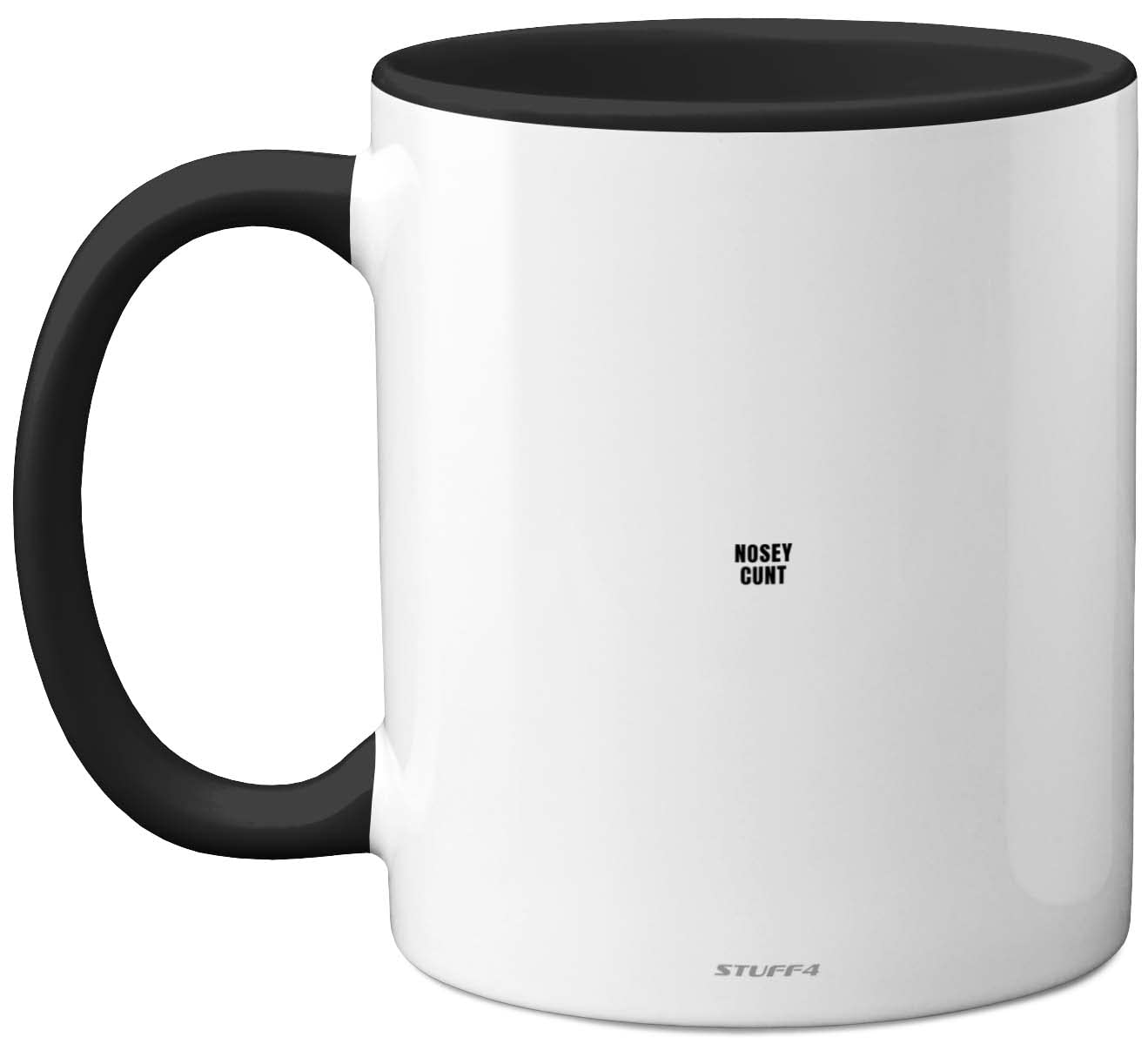Stuff4 Nosey C**t Mug - Fun Sarcastic Gifts for Work Colleagues, Crude Rude Xmas Gift, Novelty Christmas Mug for Friends, Funny Secret Santa Gifts, 11oz Ceramic Dishwasher Safe Black Coffee Cup