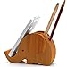 APSOONSELL Wooden Elephant Phone Holder with Cute Desktop Card/Pencil Organizer