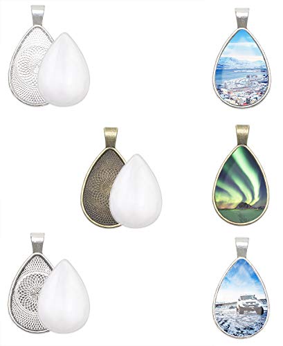 Penta Angel 15Pcs 3 Colors Teardrop Bezel Pendant Trays Bezel Setting Trays with 15Pcs Clear Glass D - //coolthings.us